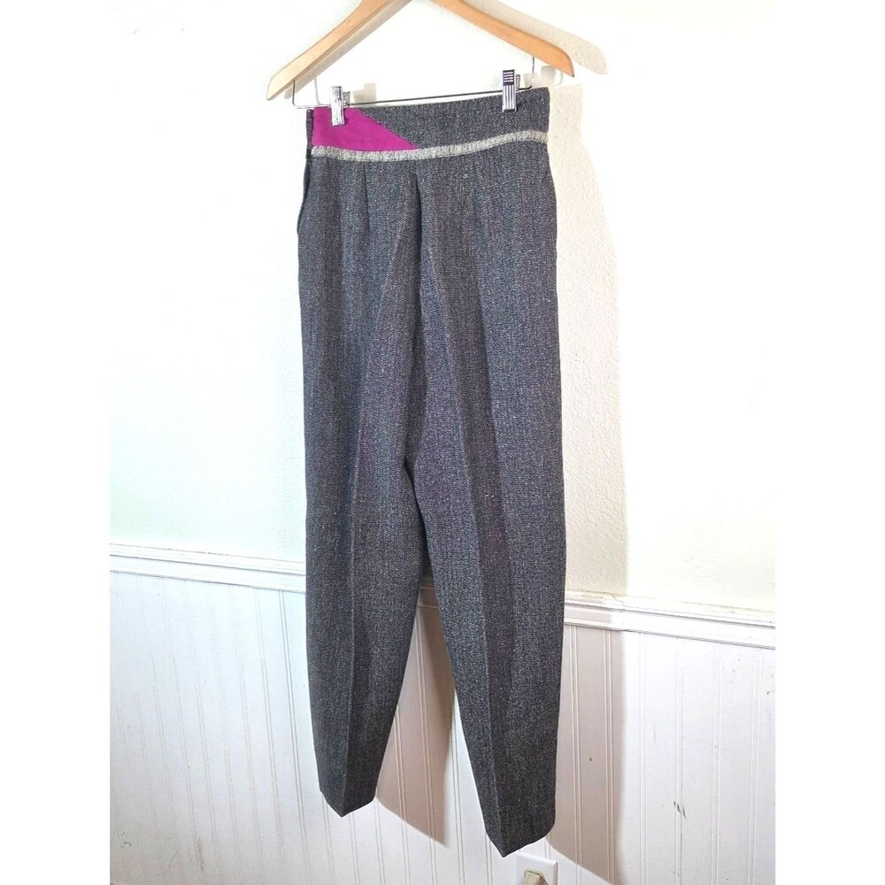 Vintage Gianni Versace Pure Virgin Wool Trousers Gray High Rise Women 6 Italy